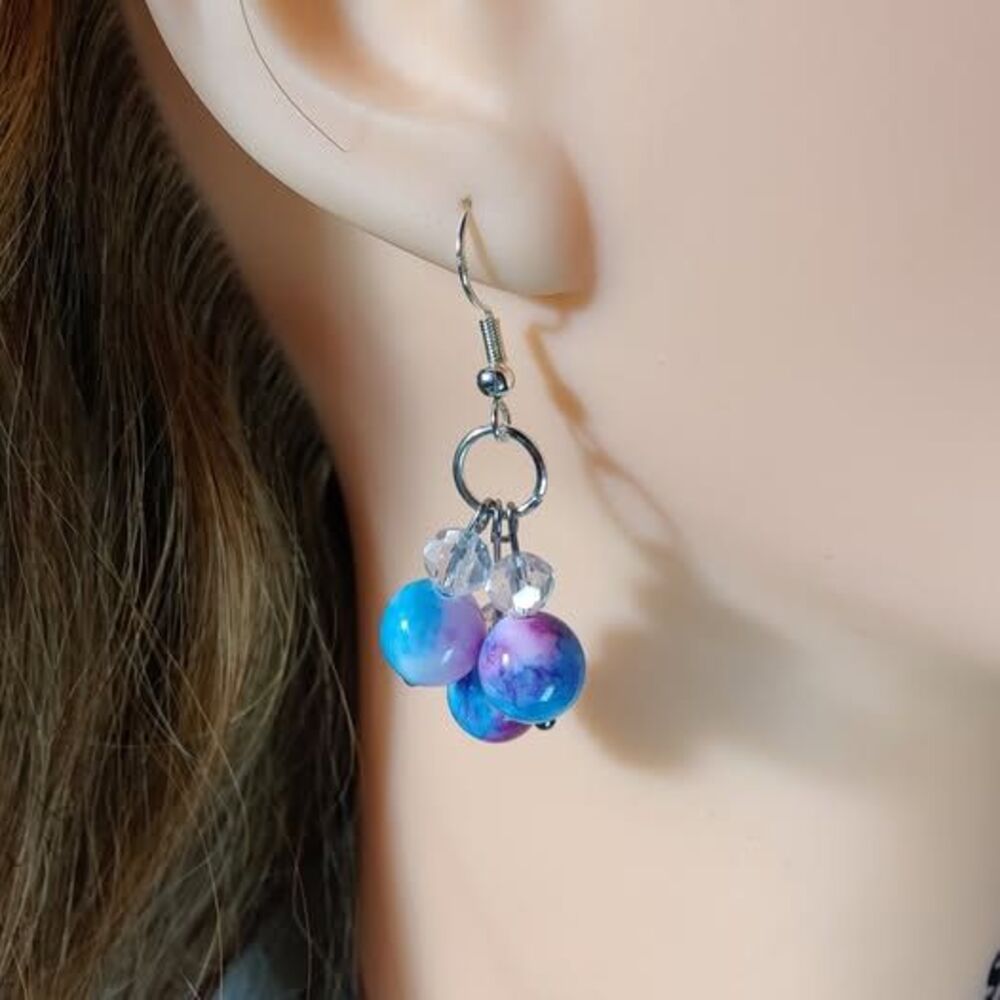Marbled Bead Cluster Earrings
